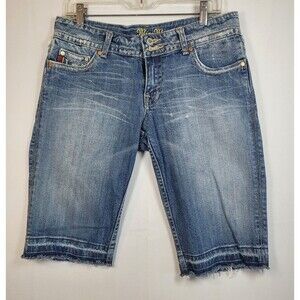 Miss Me Camouflage Accents Jean Bermuda Shorts JP4231 Womens Fit Size 32"